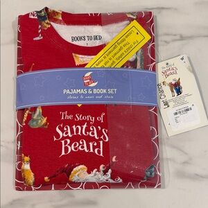 Red Santa's Beard Kids Pajamas and book